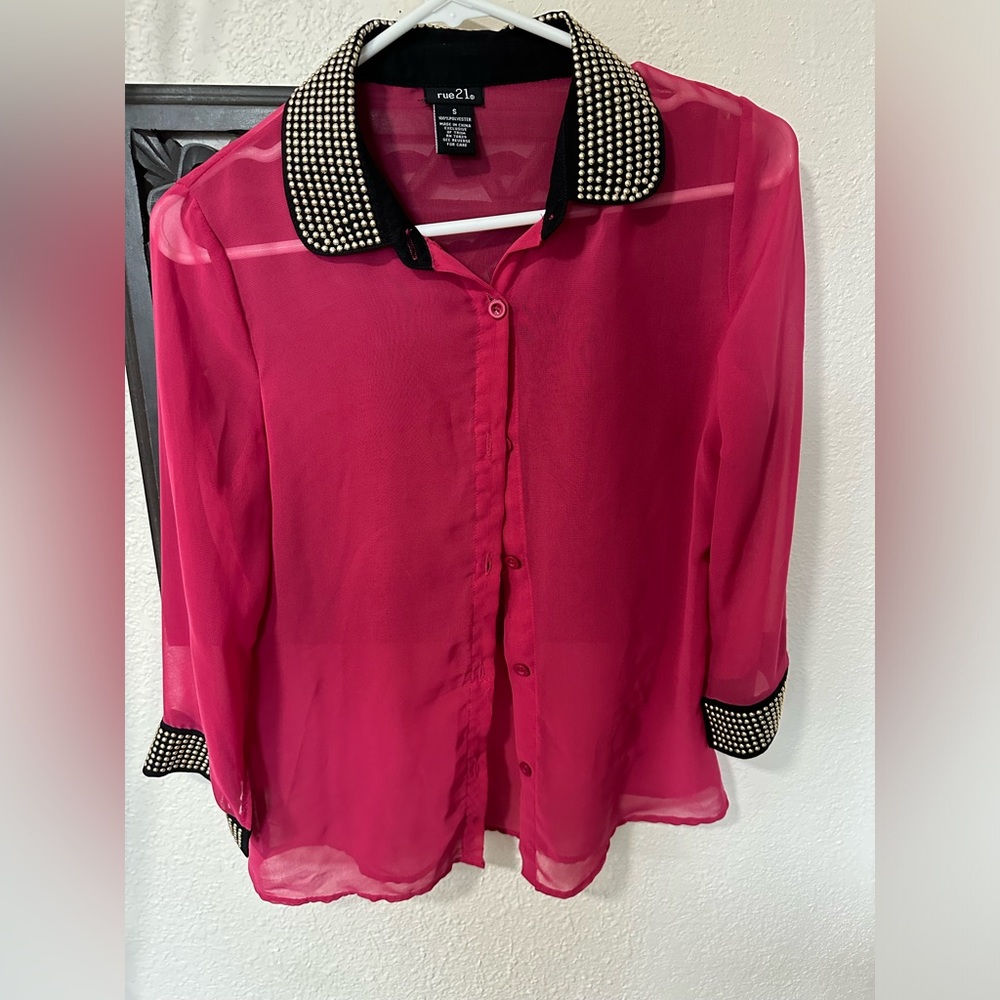 Pink with beaded Collar Blouse